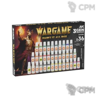 Описание картинки Набор красок и инструментов AK Interactive 3GEN WARGAME PAINT IT ALL BOX x36 от Дауран по цене 11 000руб | Свободный Рынок Миниатюр - СРМ