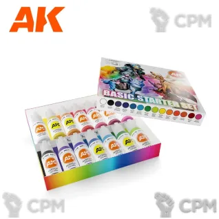 Описание картинки Набор красок и инструментов AK Interactive BASIC STARTER SET от Дауран по цене 4 200руб | Свободный Рынок Миниатюр - СРМ