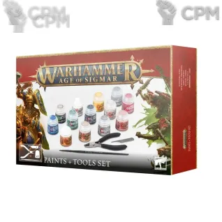 Описание картинки Набор красок и инструментов для моделирования Warhammer Age of Sigmar Paints + Tools Set от Дауран по цене 4 000руб | Свободный Рынок Миниатюр - СРМ