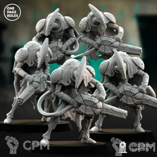 Описание картинки Necron Warriors/One Page Rules - Robot Legions - Warriors от Laboratory of Chaos по цене 200руб | Свободный Рынок Миниатюр - СРМ