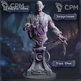 Описание картинки Бюст. Юкас Вергос. Тёмный Эльф-Монах от Gabrigame_Print по цене 1 710руб | Свободный Рынок Миниатюр - СРМ