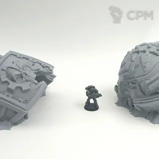 Описание картинки Уничтоженный Титан - Sci-Fi Террейн от Terrain Print по цене 4 100руб | Свободный Рынок Миниатюр - СРМ