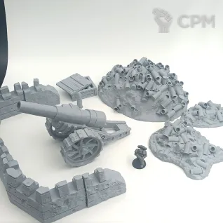 Описание картинки Артиллерийская позиция - Trench Crusade Террейн от Terrain Print по цене 2 400руб | Свободный Рынок Миниатюр - СРМ