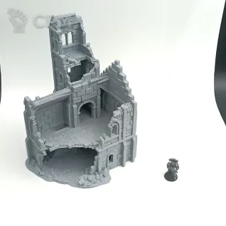 Описание картинки Разрушенный дом Аркенфела №3 - Фэнтези Террейн от Terrain Print по цене 2 300руб | Свободный Рынок Миниатюр - СРМ