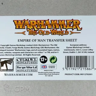 Описание картинки Empire Of Man Transfer Sheet (Декали) Оригинал GW от Vault Boy по цене 5 298руб | Свободный Рынок Миниатюр - СРМ