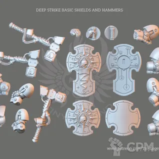 Описание картинки Space marines shields + thunder hammers от Helnex workshop  по цене 65руб | Свободный Рынок Миниатюр - СРМ