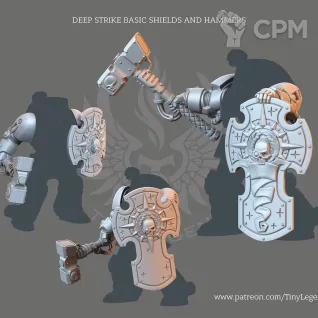 Описание картинки Space marines shields + thunder hammers от Helnex workshop  по цене 65руб | Свободный Рынок Миниатюр - СРМ