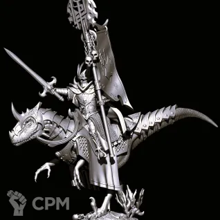 Описание картинки Dark elves Banner standard bearer on raptor от Магазин Альфария по цене 300руб | Свободный Рынок Миниатюр - СРМ