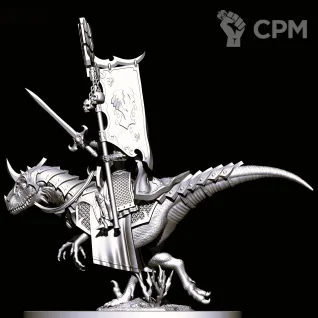 Описание картинки Dark elves Banner standard bearer on raptor от Магазин Альфария по цене 300руб | Свободный Рынок Миниатюр - СРМ