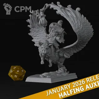 Описание картинки Halfling Mage on Pig от 3DPrintClub по цене 1 150руб | Свободный Рынок Миниатюр - СРМ