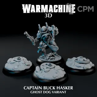 Описание картинки Cygnar Gravediggers - Buck Hasker, Ghost Dog Variant от 3Д печать миниатюр по цене 433руб | Свободный Рынок Миниатюр - СРМ