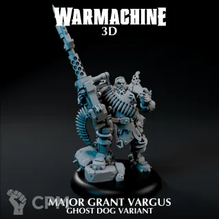 Описание картинки Cygnar Gravediggers - Major Grant Vargas Warcaster Ghost Dogs Variant от 3Д печать миниатюр по цене 277руб | Свободный Рынок Миниатюр - СРМ