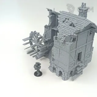 Описание картинки Разрушенная Водяная Мельница - Фэнтези Террейн от Terrain Print по цене 2 350руб | Свободный Рынок Миниатюр - СРМ