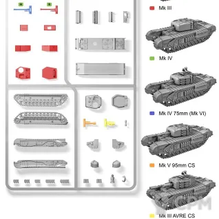 Описание картинки WW2V15023 British Churchill Tank x4 от Vault Boy по цене 2 798руб | Свободный Рынок Миниатюр - СРМ