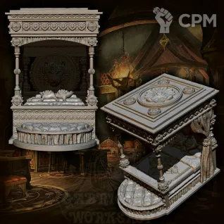 Описание картинки Кровать с балдахином от Gabrigame_Terrain по цене 410руб | Свободный Рынок Миниатюр - СРМ