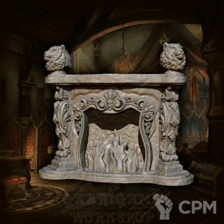 Описание картинки Камин с тиграми от Gabrigame_Terrain по цене 360руб | Свободный Рынок Миниатюр - СРМ