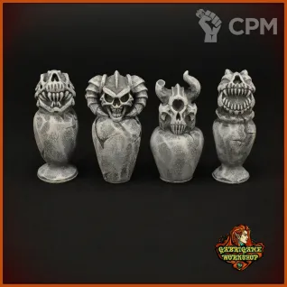 Описание картинки Урны с крышками-черепами от Gabrigame_Terrain по цене 390руб | Свободный Рынок Миниатюр - СРМ