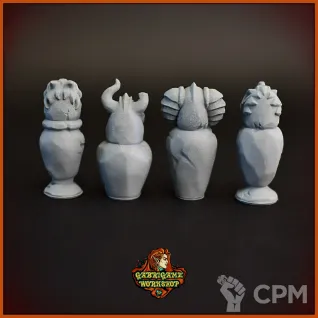 Описание картинки Урны с крышками-черепами от Gabrigame_Terrain по цене 390руб | Свободный Рынок Миниатюр - СРМ