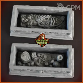 Описание картинки Древний саркофаг со съемными деталями от Gabrigame_Terrain по цене 460руб | Свободный Рынок Миниатюр - СРМ