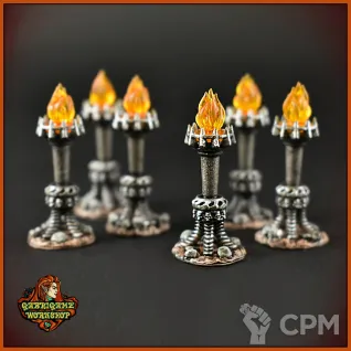 Описание картинки Факелы с черепами от Gabrigame_Terrain по цене 300руб | Свободный Рынок Миниатюр - СРМ