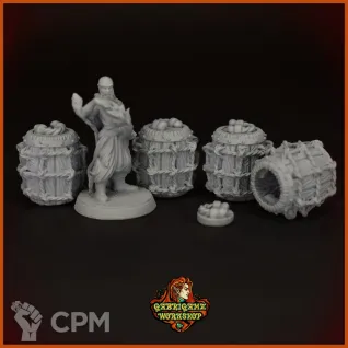 Описание картинки Бочки с веревками от Gabrigame_Terrain по цене 370руб | Свободный Рынок Миниатюр - СРМ