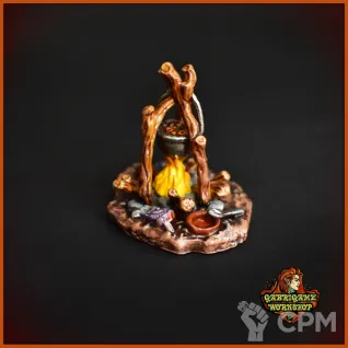 Описание картинки Костер с котлом от Gabrigame_Terrain по цене 290руб | Свободный Рынок Миниатюр - СРМ
