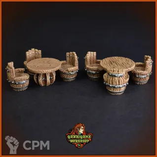 Описание картинки Большой набор столов для таверны от Gabrigame_Terrain по цене 1 310руб | Свободный Рынок Миниатюр - СРМ