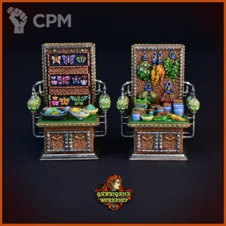 Описание картинки Столы с алхимическими ингредиентами от Gabrigame_Terrain по цене 570руб | Свободный Рынок Миниатюр - СРМ