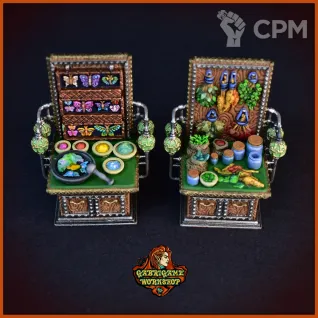 Описание картинки Столы с алхимическими ингредиентами от Gabrigame_Terrain по цене 570руб | Свободный Рынок Миниатюр - СРМ