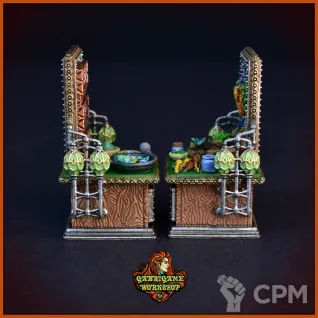 Описание картинки Столы с алхимическими ингредиентами от Gabrigame_Terrain по цене 570руб | Свободный Рынок Миниатюр - СРМ