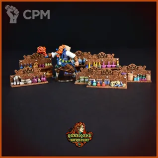 Описание картинки Полки с алхимическим оборудованием от Gabrigame_Terrain по цене 1 170руб | Свободный Рынок Миниатюр - СРМ