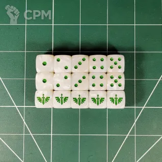 Описание картинки Custom Dark Angels Dice x15 от Vault Boy по цене 1 698руб | Свободный Рынок Миниатюр - СРМ