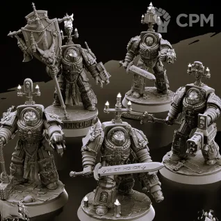 Описание картинки Brotherhood Terminator Squad / Paladin Squad от Магазин Альфария по цене 220руб | Свободный Рынок Миниатюр - СРМ