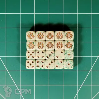 Описание картинки Custom Nurgle Dice x20 от Vault Boy по цене 3 498руб | Свободный Рынок Миниатюр - СРМ