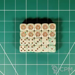 Описание картинки Custom Nurgle Dice x20 от Vault Boy по цене 3 498руб | Свободный Рынок Миниатюр - СРМ