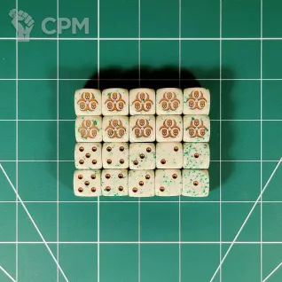 Описание картинки Custom Nurgle Dice x20 от Vault Boy по цене 3 498руб | Свободный Рынок Миниатюр - СРМ