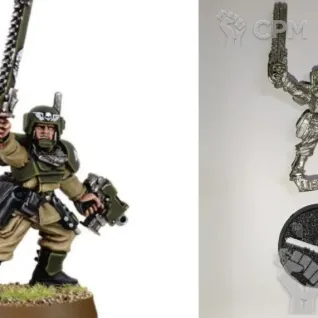 Описание картинки Cadian Lieutenant with Chainsword and Bolt Pistol от thymeQ по цене 1 200руб | Свободный Рынок Миниатюр - СРМ