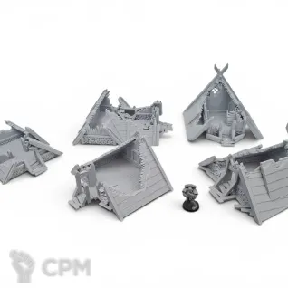 Описание картинки Разрушенные Дома Северян - Фэнтези Террейн от Terrain Print по цене 2 500руб | Свободный Рынок Миниатюр - СРМ