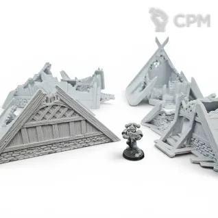 Описание картинки Разрушенные Дома Северян - Фэнтези Террейн от Terrain Print по цене 2 500руб | Свободный Рынок Миниатюр - СРМ