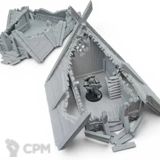 Описание картинки Разрушенные Дома Северян - Фэнтези Террейн от Terrain Print по цене 2 500руб | Свободный Рынок Миниатюр - СРМ