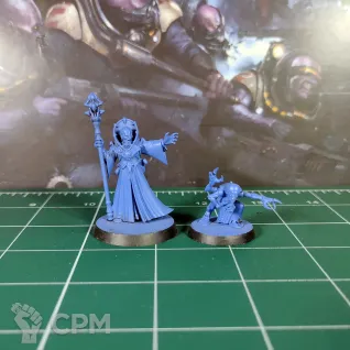 Описание картинки Genestealer Cults Magus and Familiar от Каджит по цене 1 698руб | Свободный Рынок Миниатюр - СРМ