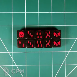 Описание картинки Custom Blood Angels Dice x10 II от Vault Boy по цене 1 498руб | Свободный Рынок Миниатюр - СРМ