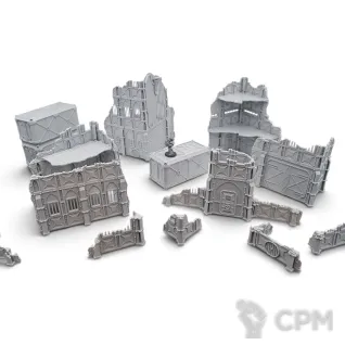 Описание картинки Набор Террейна 11th Редакции - Armored Ruins от Terrain Print по цене 6 400руб | Свободный Рынок Миниатюр - СРМ