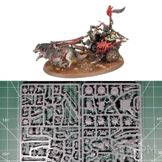 Описание картинки Goblin Warboss or Bigboss on Goblin Wolf Chariot от Lunar Gobbo по цене 3 999руб | Свободный Рынок Миниатюр - СРМ