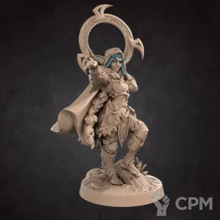 Описание картинки Лунная Эльфийка, Охотница (Moon Elf, Huntress) от Gabrigame_Print по цене 320руб | Свободный Рынок Миниатюр - СРМ