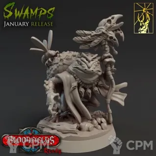Описание картинки Жаболюд, Шаман (Bullywug, Shaman) от Gabrigame_Print по цене 340руб | Свободный Рынок Миниатюр - СРМ