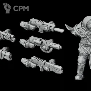Описание картинки Tallarn Desert Raiders Command Squad от Подземный человек по цене 410руб | Свободный Рынок Миниатюр - СРМ