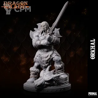 Описание картинки Barbarian orc ORKHAL от Milestone по цене 180руб | Свободный Рынок Миниатюр - СРМ