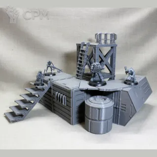 Описание картинки Террейн  Группа контейнеров с вышкой от Brother Ork по цене 3 000руб | Свободный Рынок Миниатюр - СРМ
