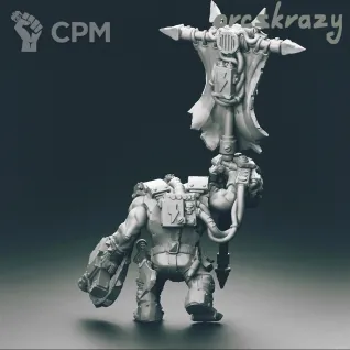 Описание картинки Ork Nob with Waaagh ! Banner от oxmc по цене 300руб | Свободный Рынок Миниатюр - СРМ